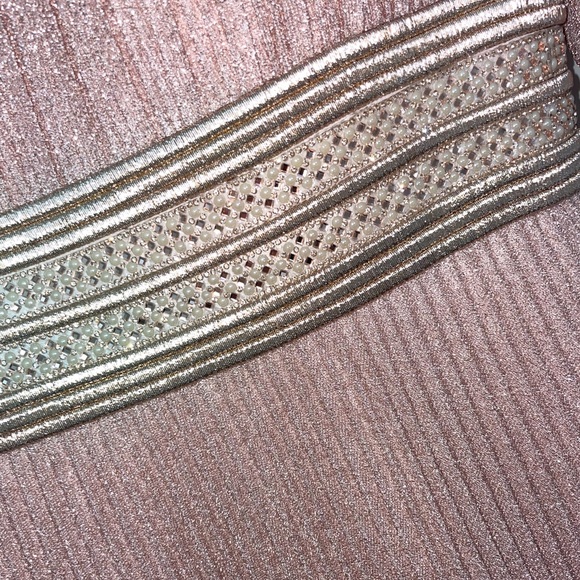 MAC DUGGAL SHIMMERING PLEATED A-LINE 3/4 SLEEVE GOWN - ROSE GOLD - Picture 12 of 16